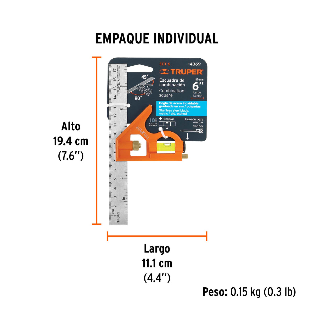 Escuadra de combinación, 6"