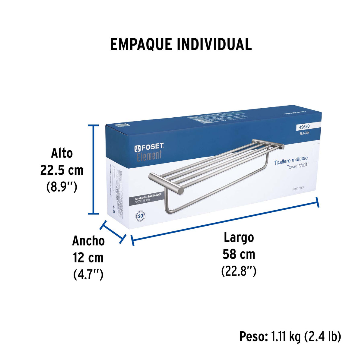 Toallero repisas portatoalla, satinado, línea Element