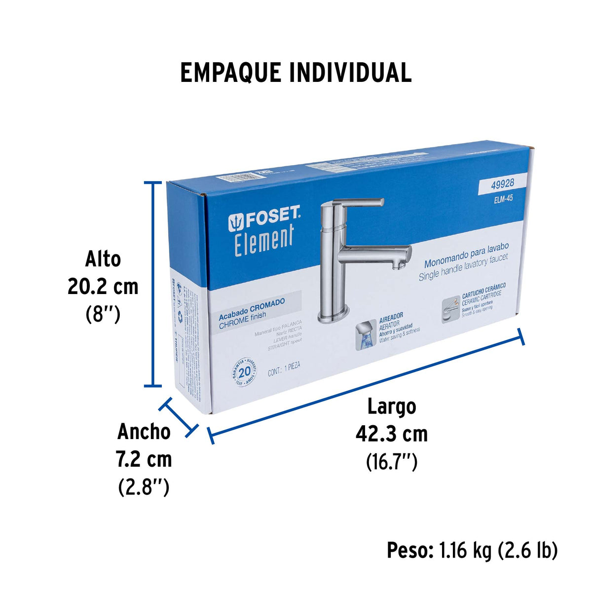 Monomando corto para lavabo, Element