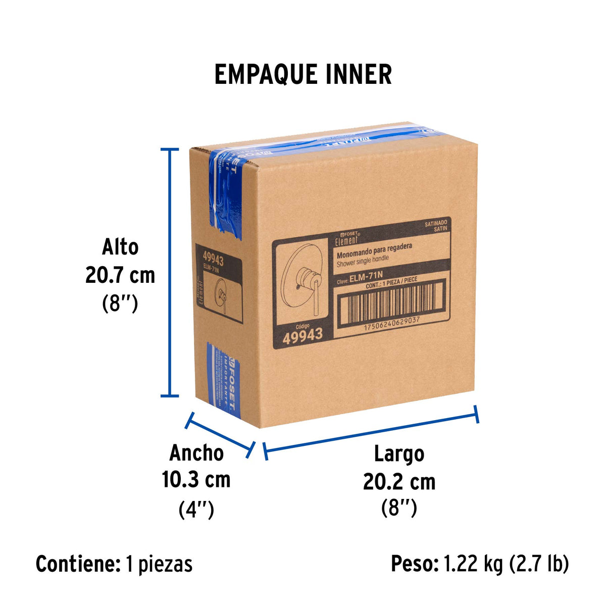 Monomando para regadera, satín, Element