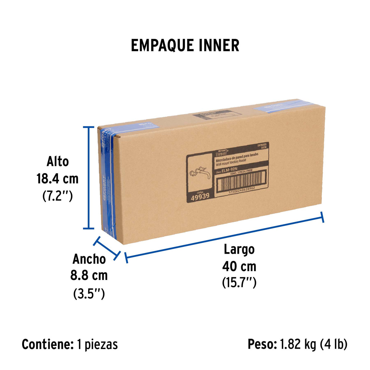 Mezcladora satín de pared para lavabo, FOSET ELEMENT