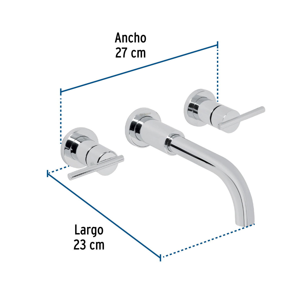 Mezcladora cromo de pared para lavabo, FOSET ELEMENT