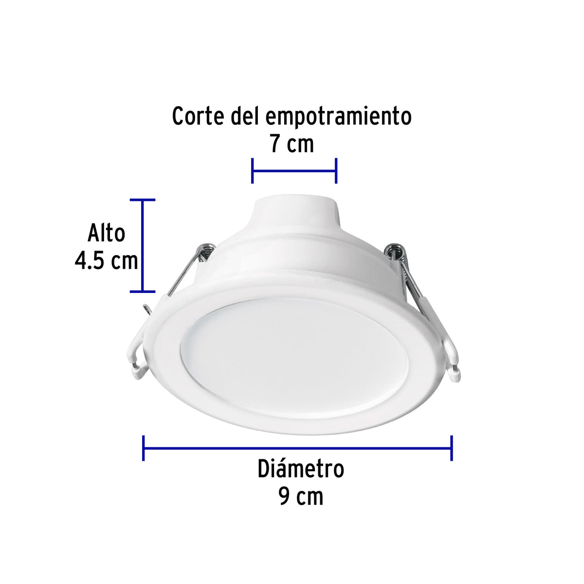Luminario LED empotrado redondo, 5W, 6500K, Basic