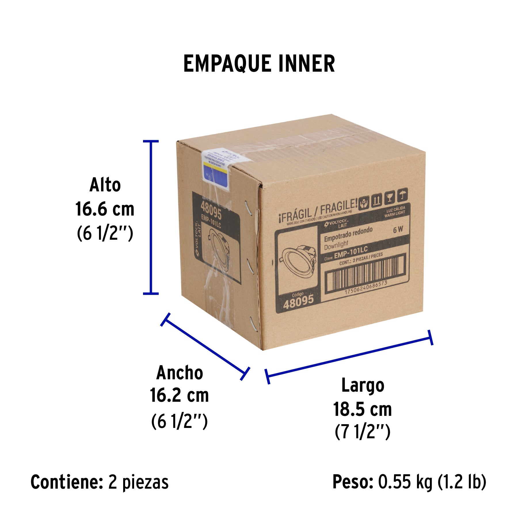 Luminario LED empotrado redondo 6 W, luz cálida