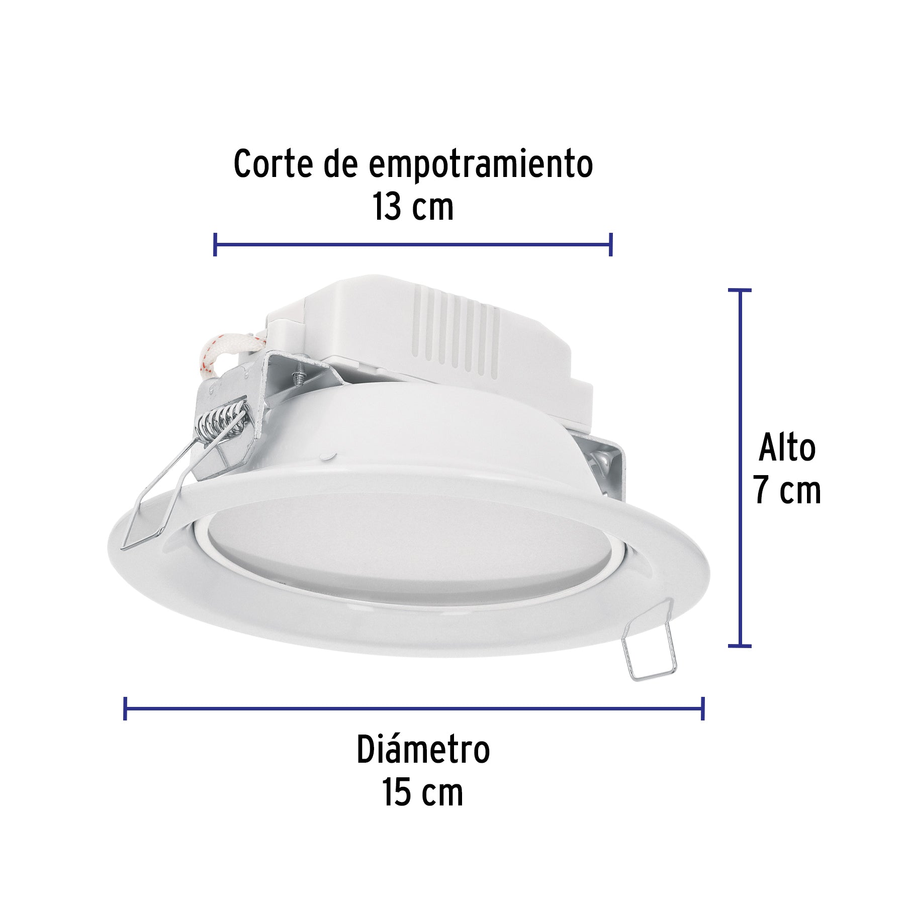 Luminario LED empotrado redondo 6 W, luz cálida