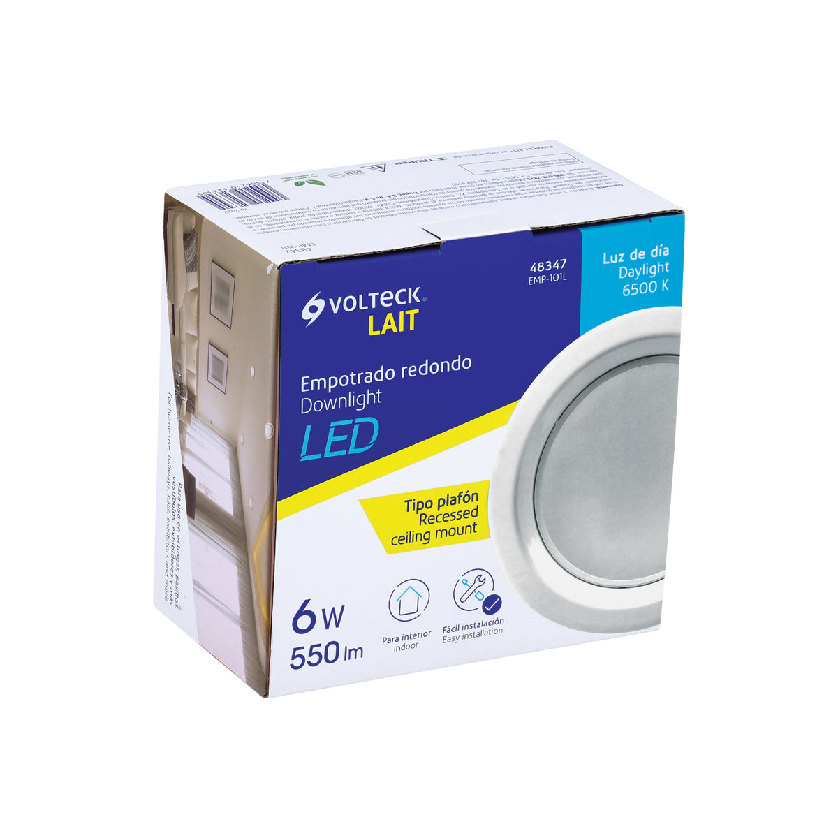Empotrado, redondo, 6W, 6500K, LED