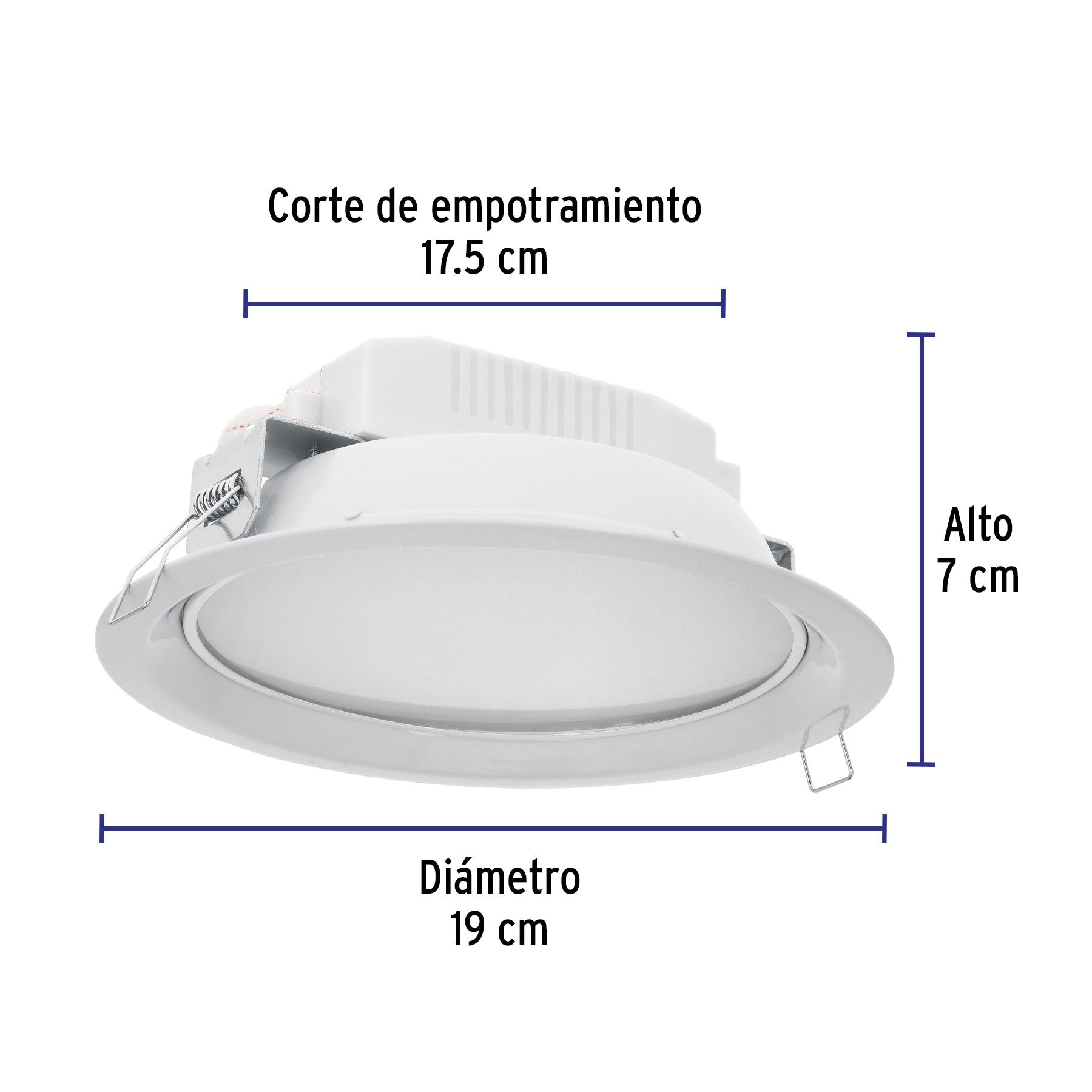 Empotrado, redondo, 12W, 6500K, LED
