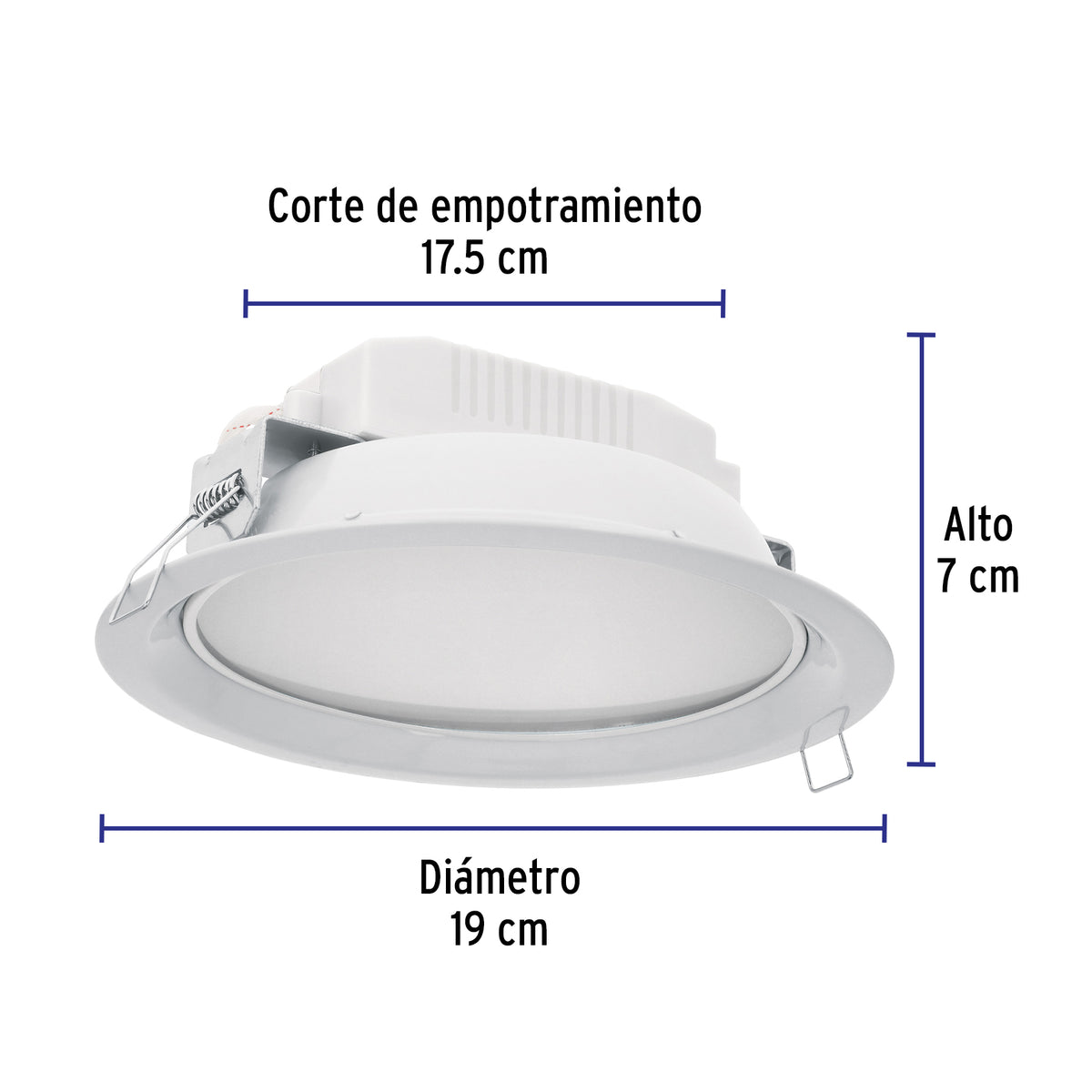Empotrado, redondo, 12W, 6500K, LED