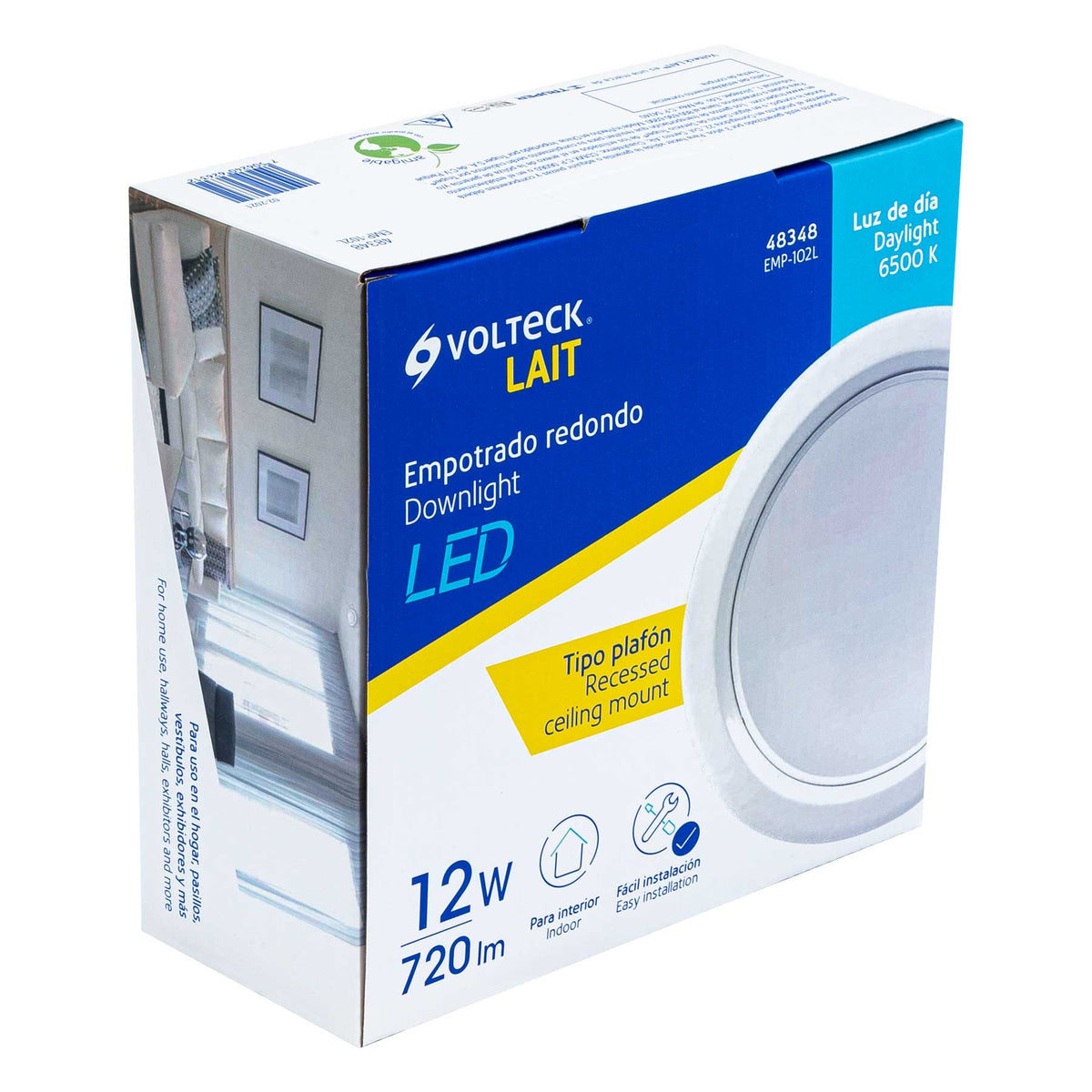 Empotrado, redondo, 12W, 6500K, LED