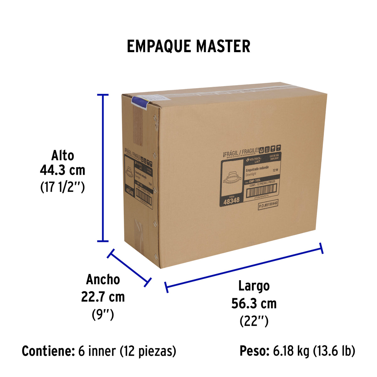 Empotrado, redondo, 12W, 6500K, LED