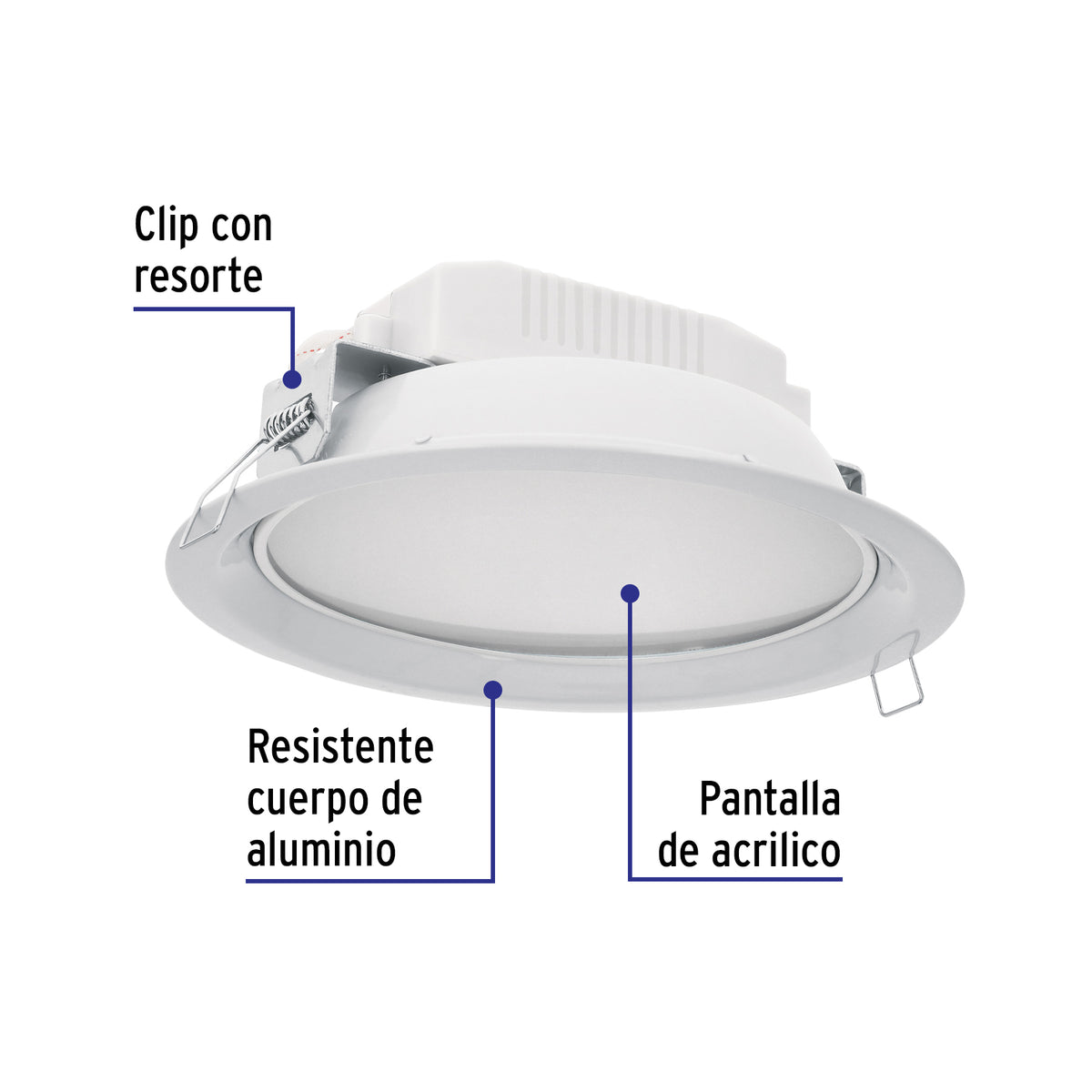 Empotrado, redondo, 12W, 6500K, LED
