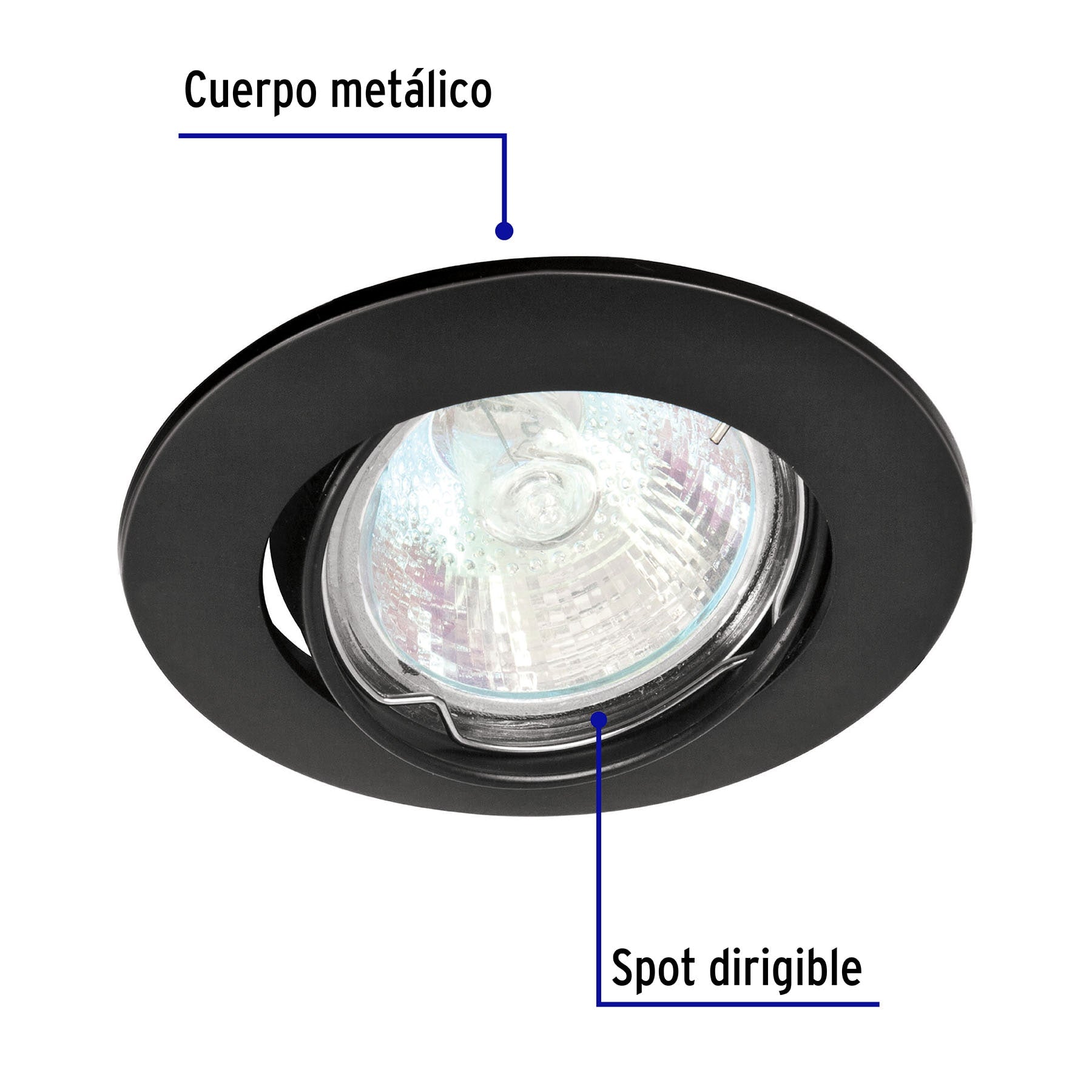 Empotrado, dirigible, negro para MR16