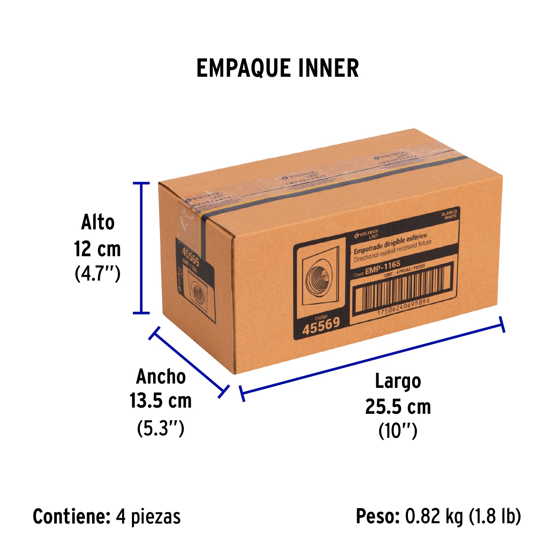 Luminario cuadrado blanco spot esférico, lámpara no incluida