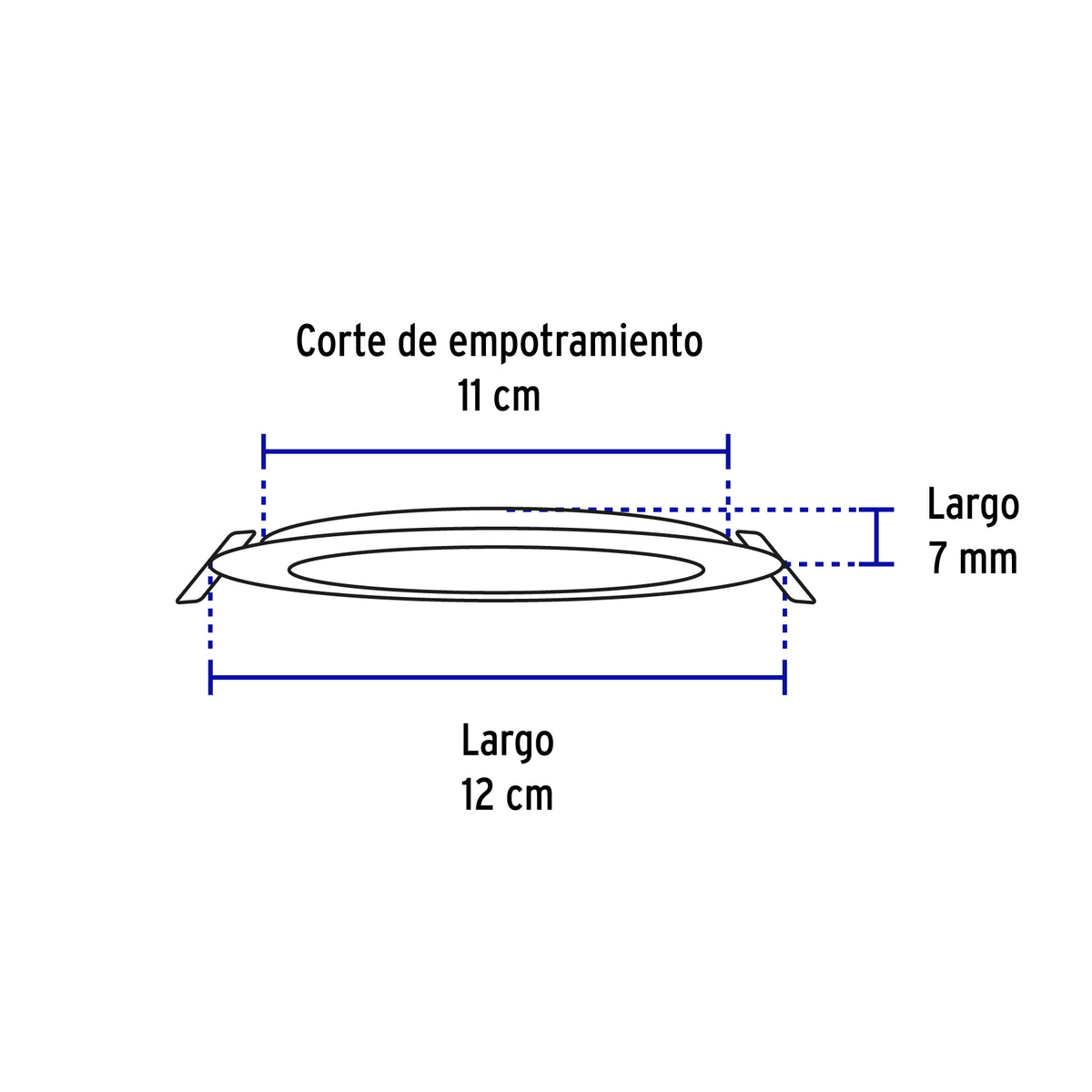 Luminario led slim de empotrar redondo, 6500K, 6W