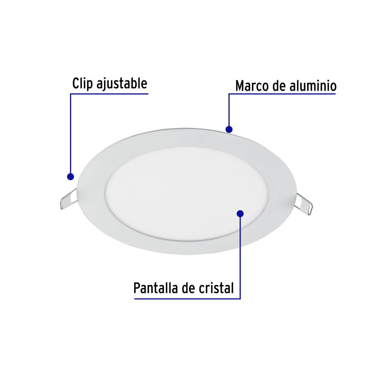 Luminario led slim de empotrar redondo, 6500K, 12W