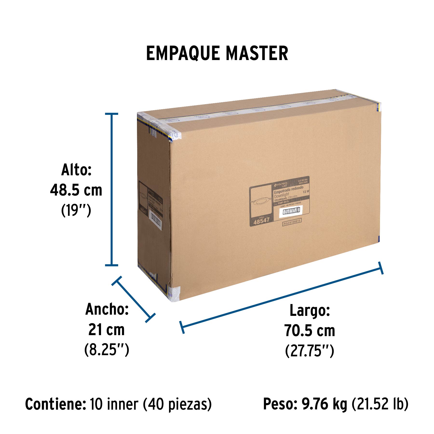 Luminario led slim de empotrar redondo, 6500K, 12W