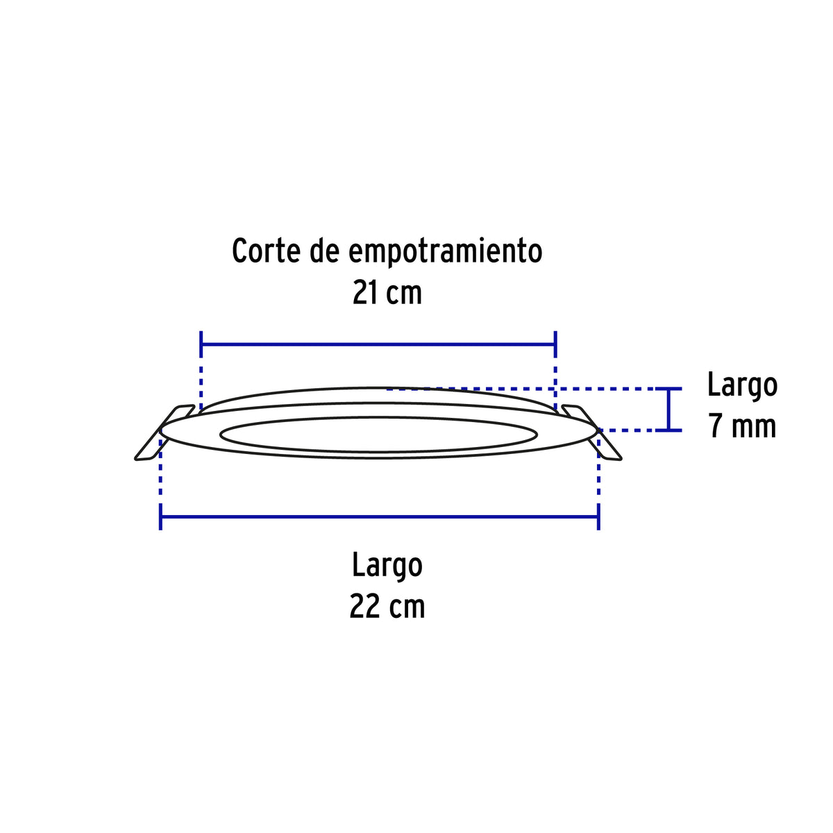 Luminario led slim de empotrar redondo, 6500K, 18W