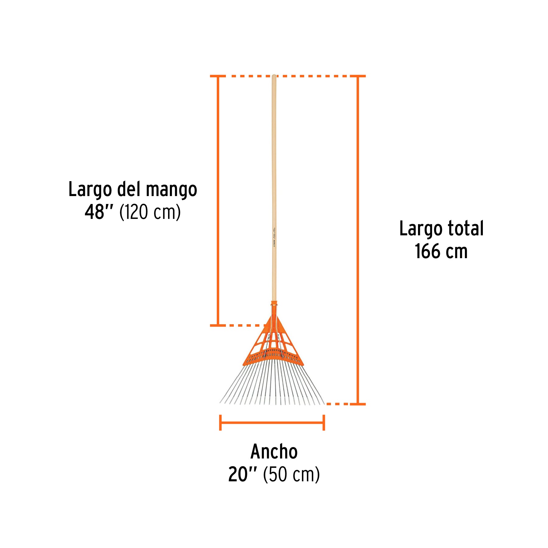 Escoba metal/plástica 22 dientes, cabeza recta, alto impacto