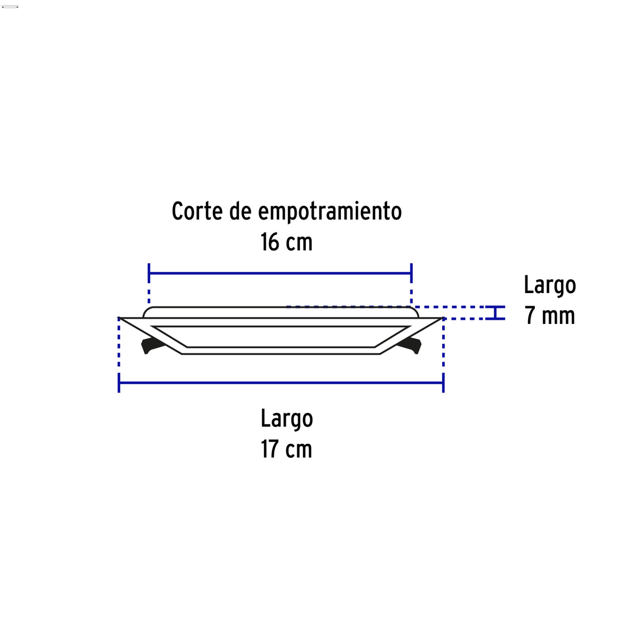 Luminario led slim de empotrar cuadrado, 6500K, 12W