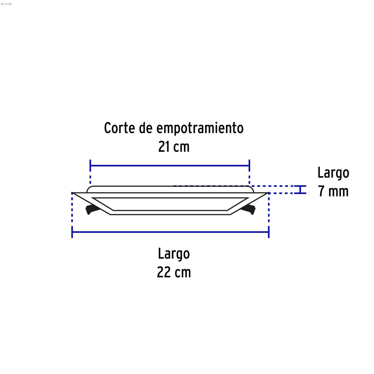 Luminario led slim de empotrar cuadrado, 6500K, 18W