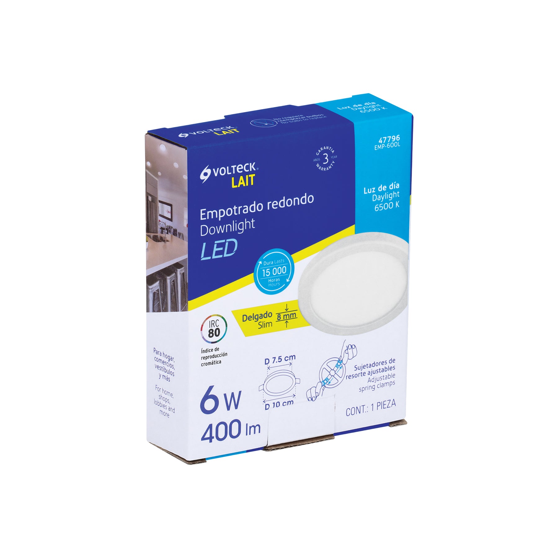 Luminario de LED para empotrar 6 W, ajustable, luz de día