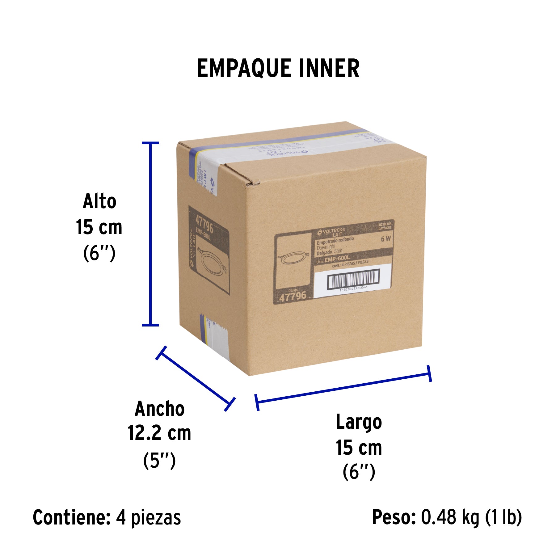 Luminario de LED para empotrar 6 W, ajustable, luz de día