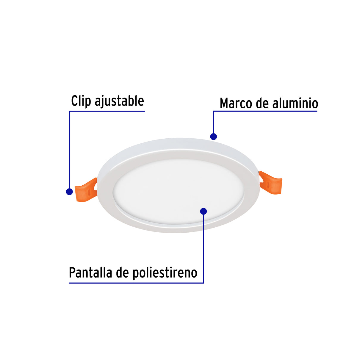 Luminario de LED para empotrar 6 W, ajustable, luz de día
