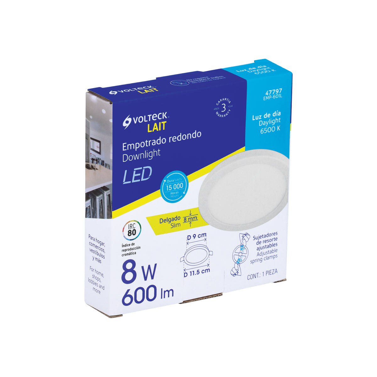Luminario de LED para empotrar 12 W, ajustable, luz de día