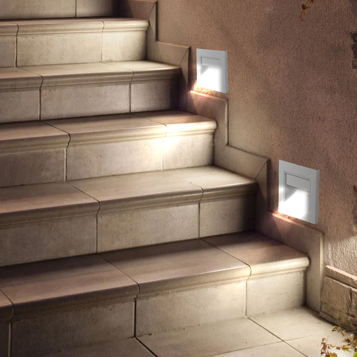 Luminario LED empotrable de cortesía 1 W, luz cálida, blanco