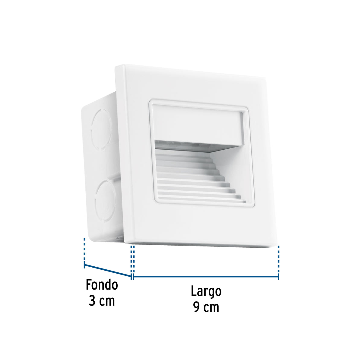 Luminario LED empotrable de cortesía 1 W, luz cálida, blanco