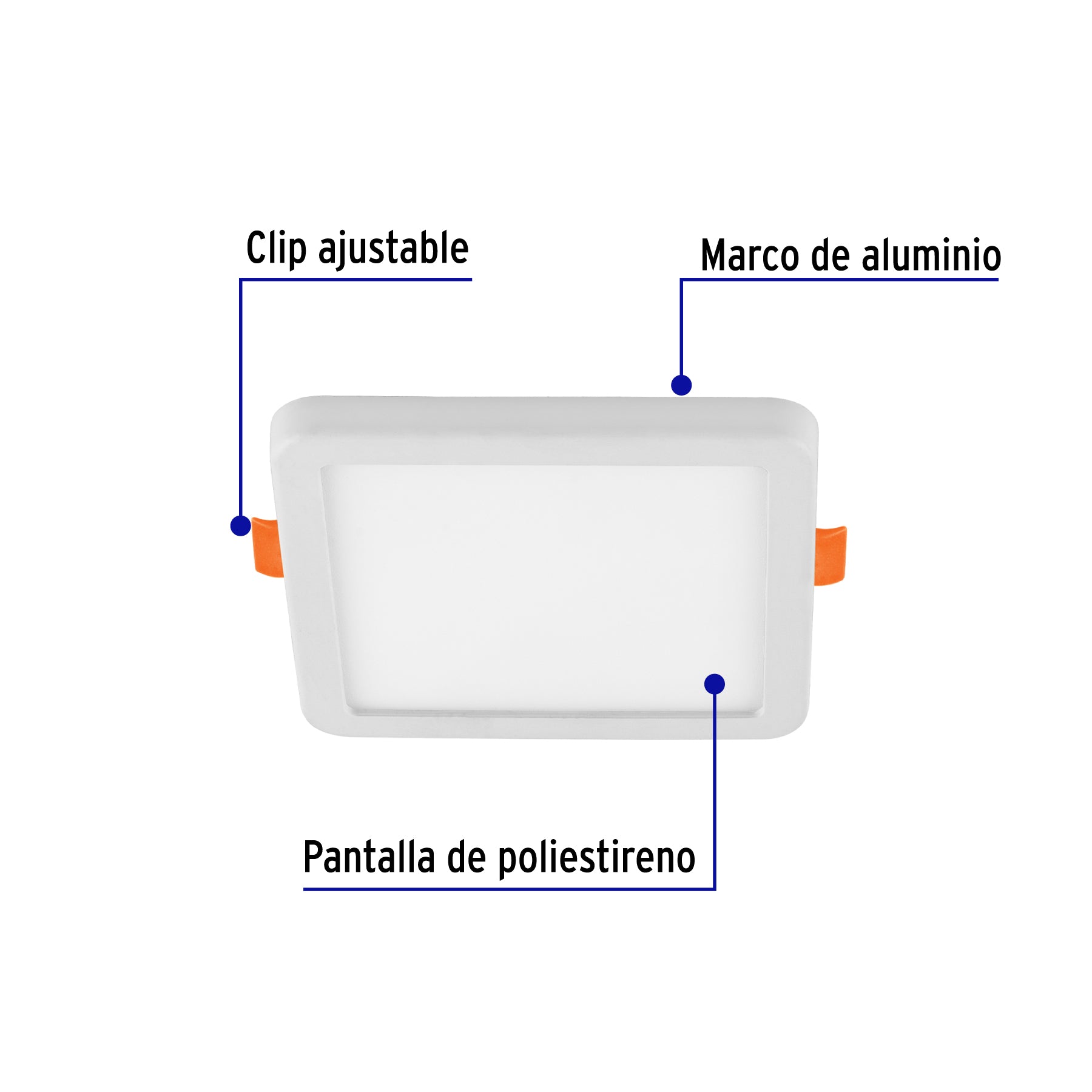 Luminario LED empotrable ajustable 6 W, cuadrado, luz de día