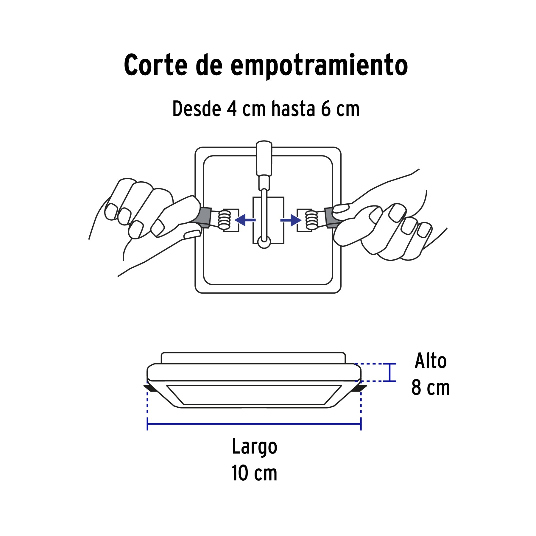 Luminario LED empotrable ajustable 6 W, cuadrado, luz de día