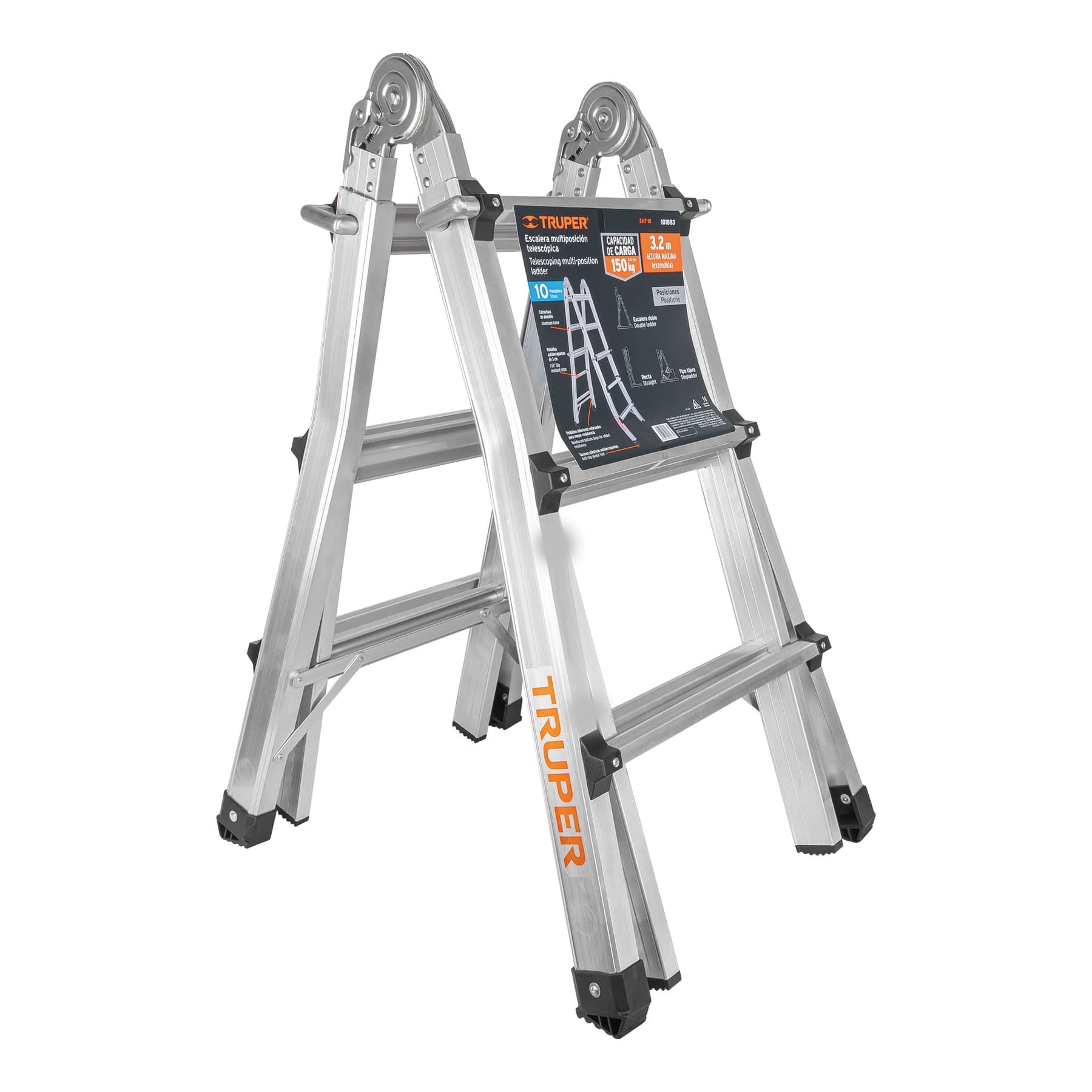 Multiescalera telescópica,3.2 m,capacidad de carga 150 kg