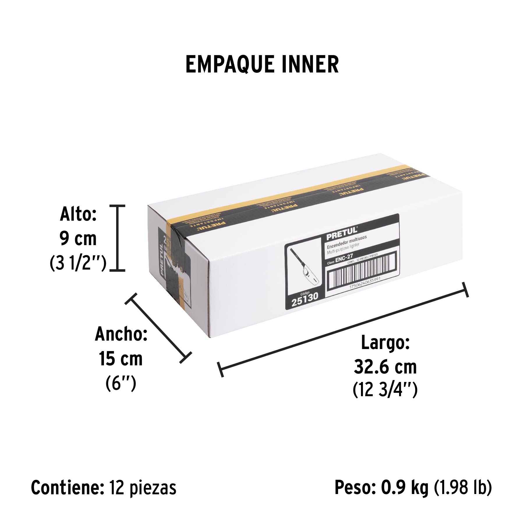 Encendedor para cocina, 27 cm, Pretul