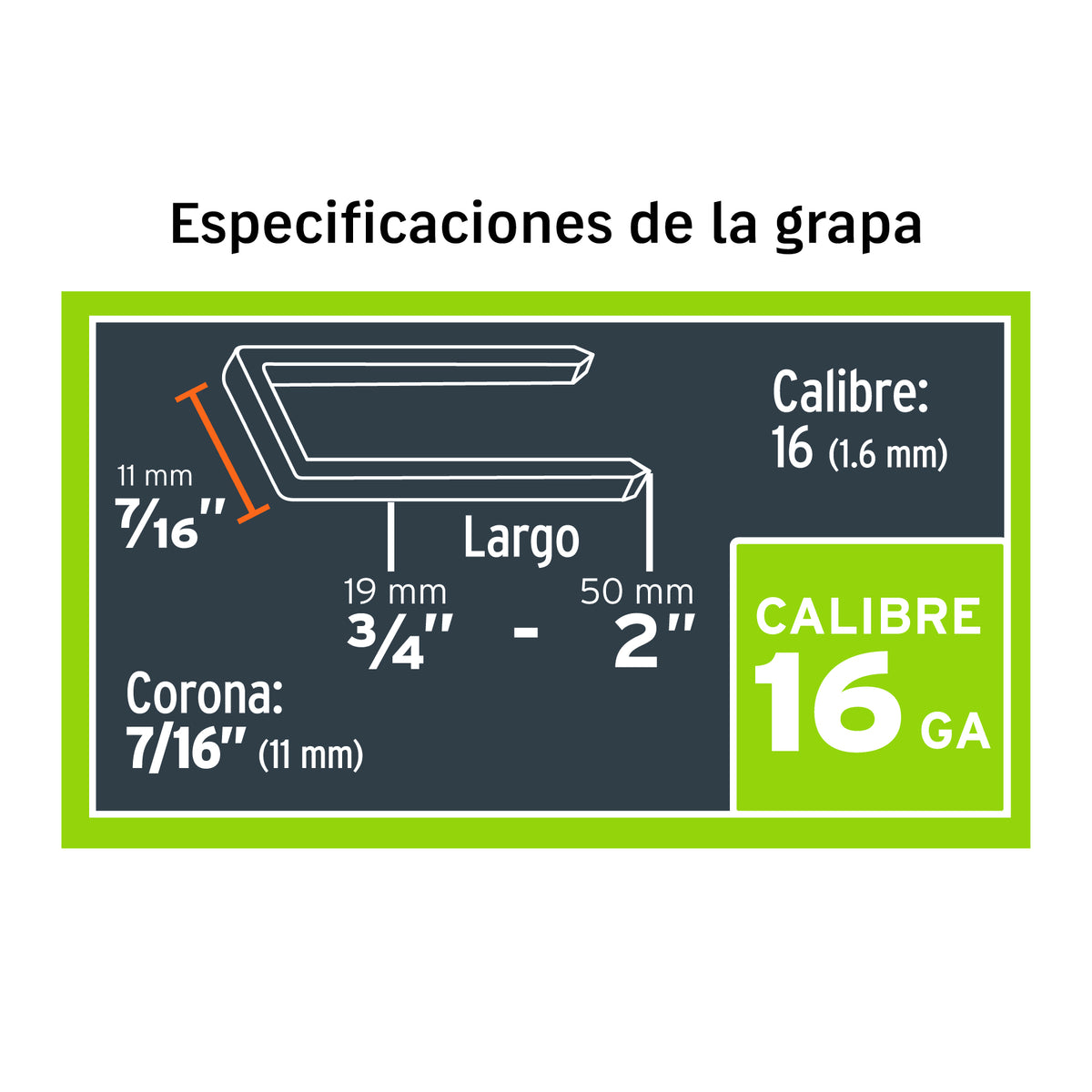 Engrapadora neumática, calibre16, 1.65 mm