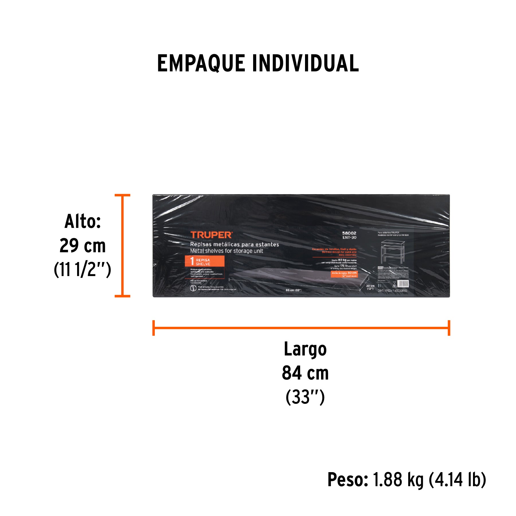 Entrepaño metálico de 30x85 para EST5-30 y EST8-30, TRUPER