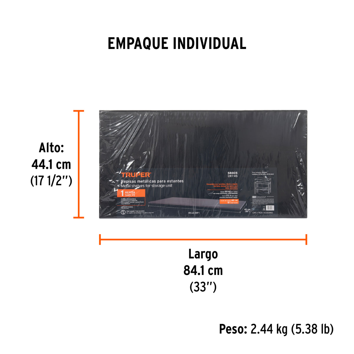 Entrepaño metálico de 45x85 para EST5-45 y EST8-45, TRUPER