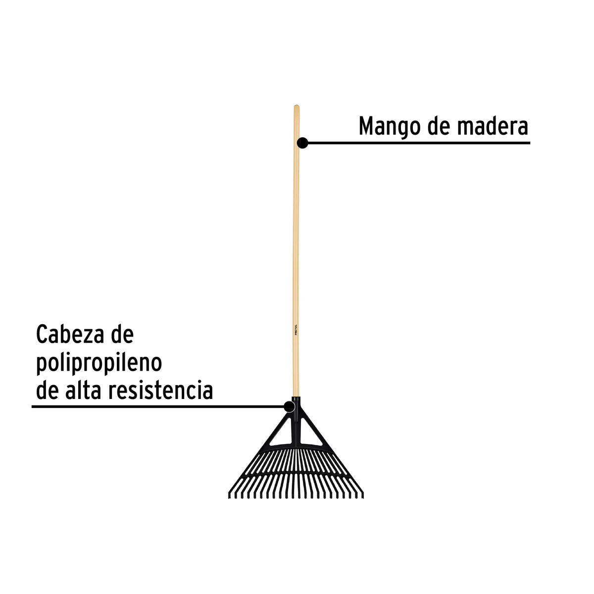 Escoba de polipropileno con 22 dientes, pretul