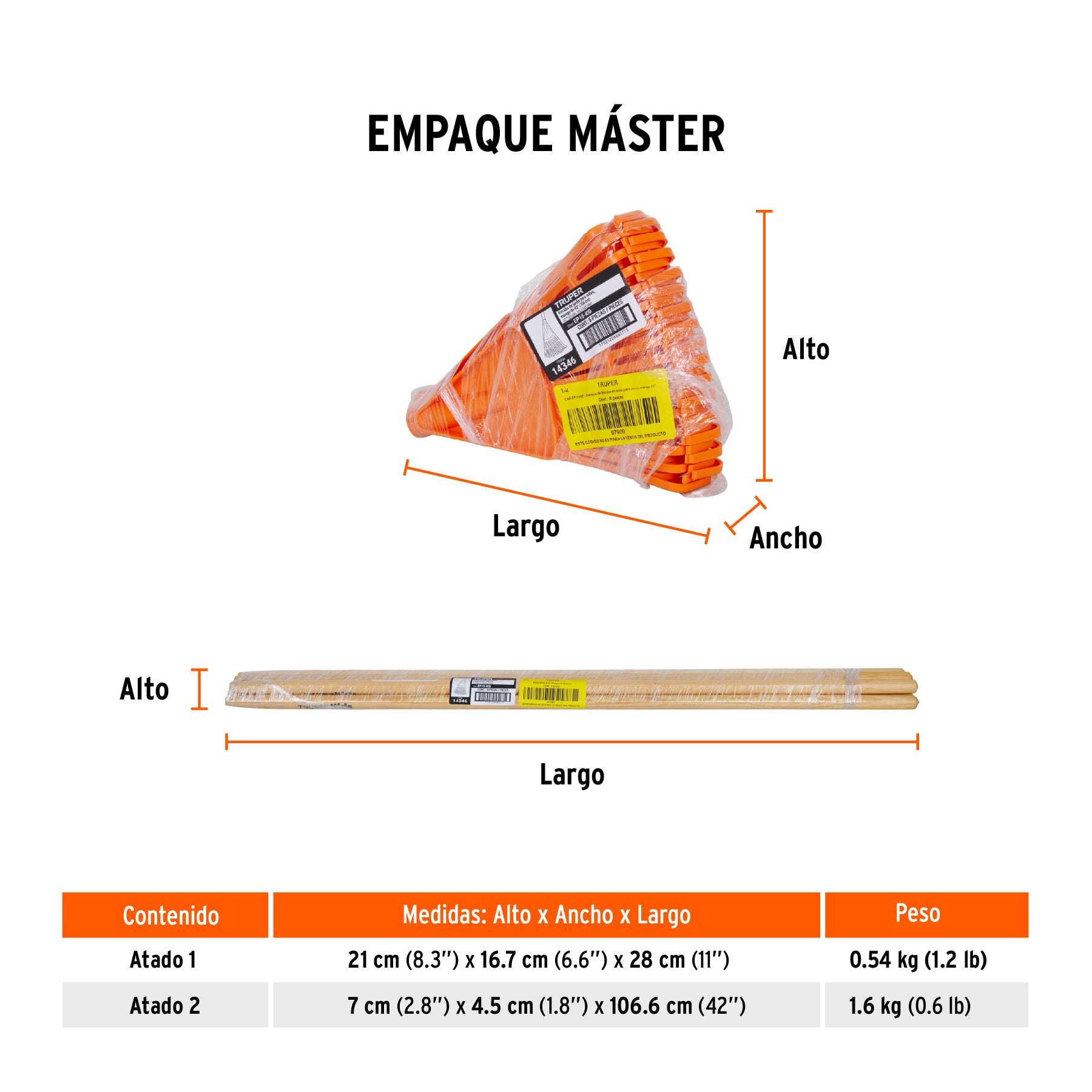 Escoba de jardín para niños, mango 42"