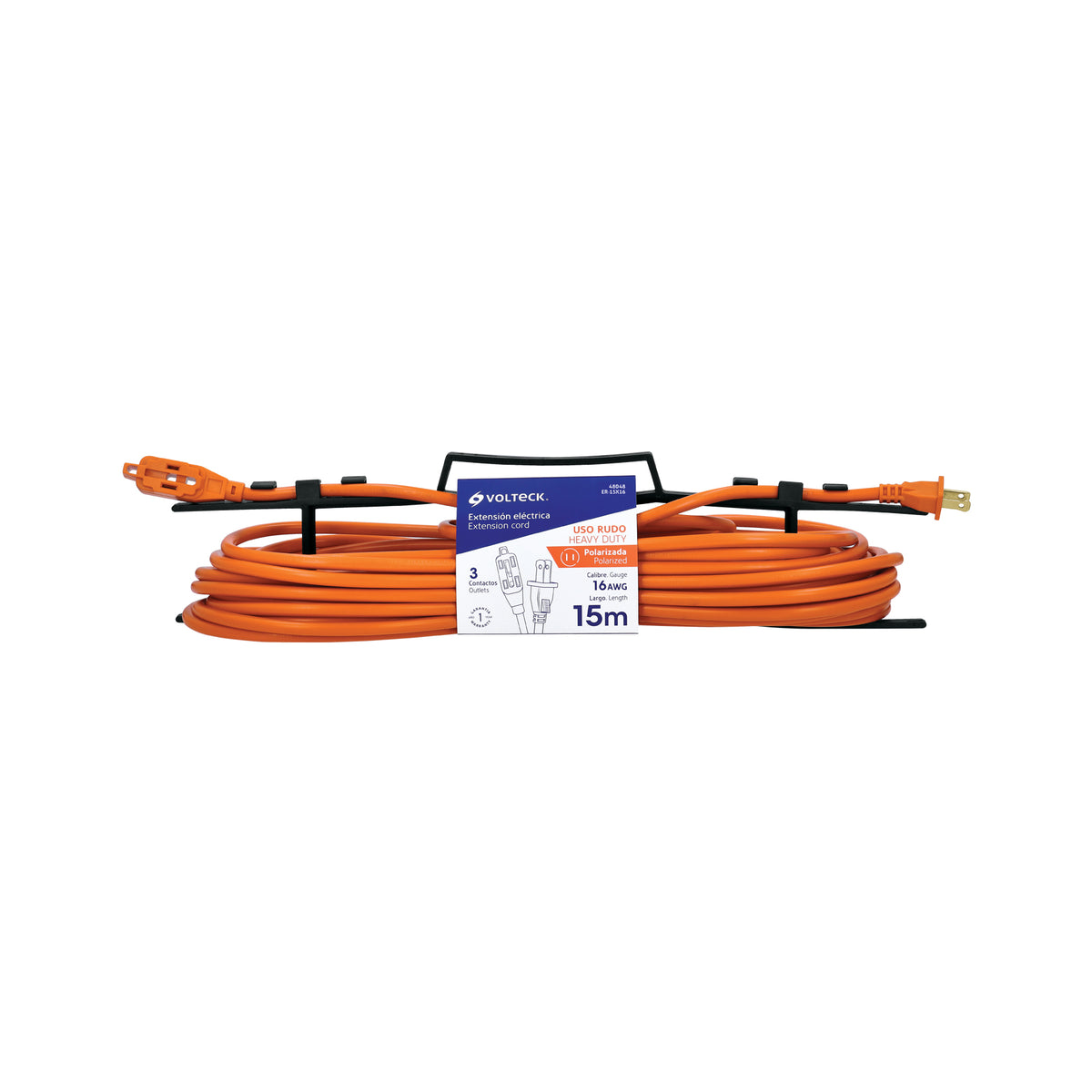 Extensión eléctrica uso rudo, 15 m, calibre 16, Volteck