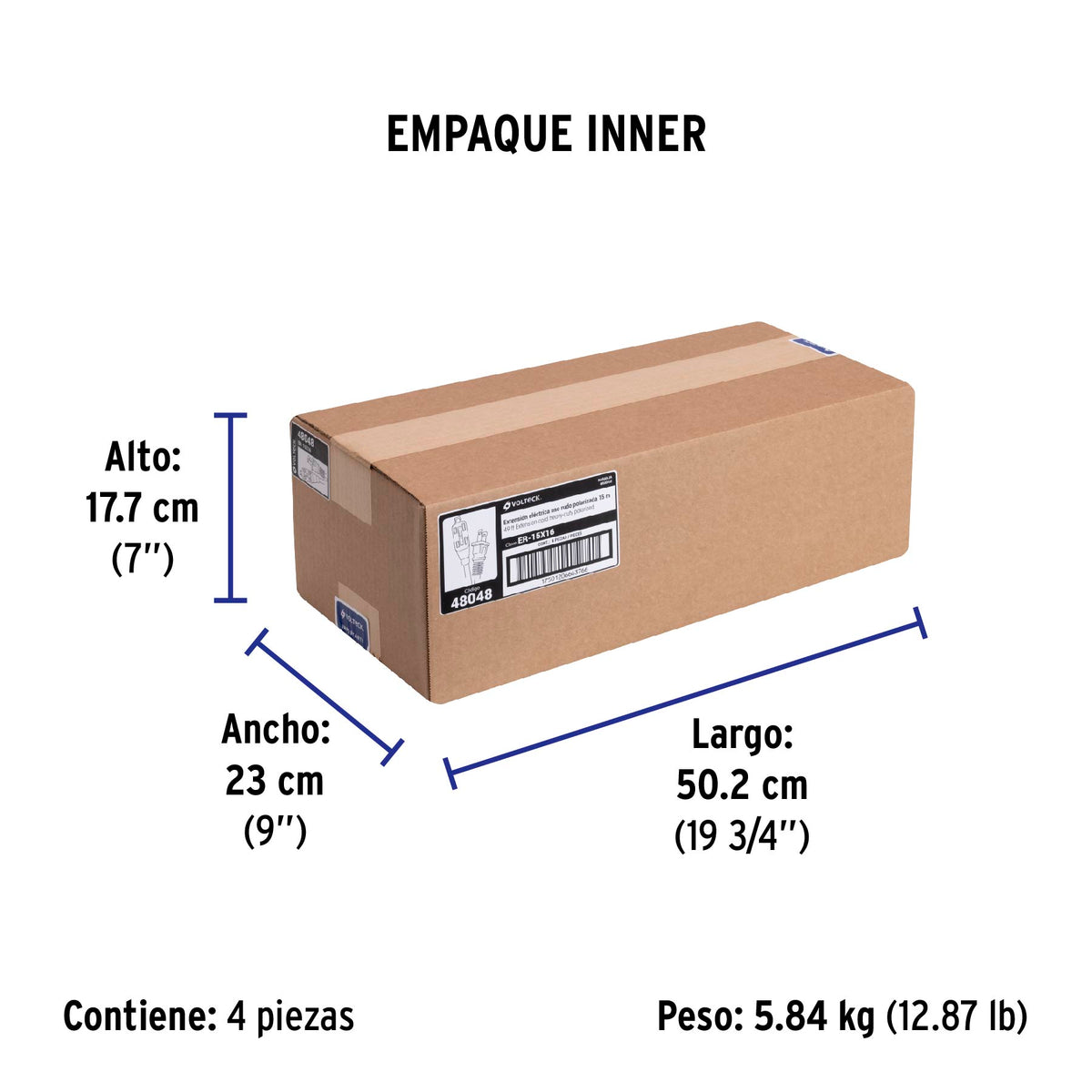 Extensión eléctrica uso rudo, 15 m, calibre 16, Volteck