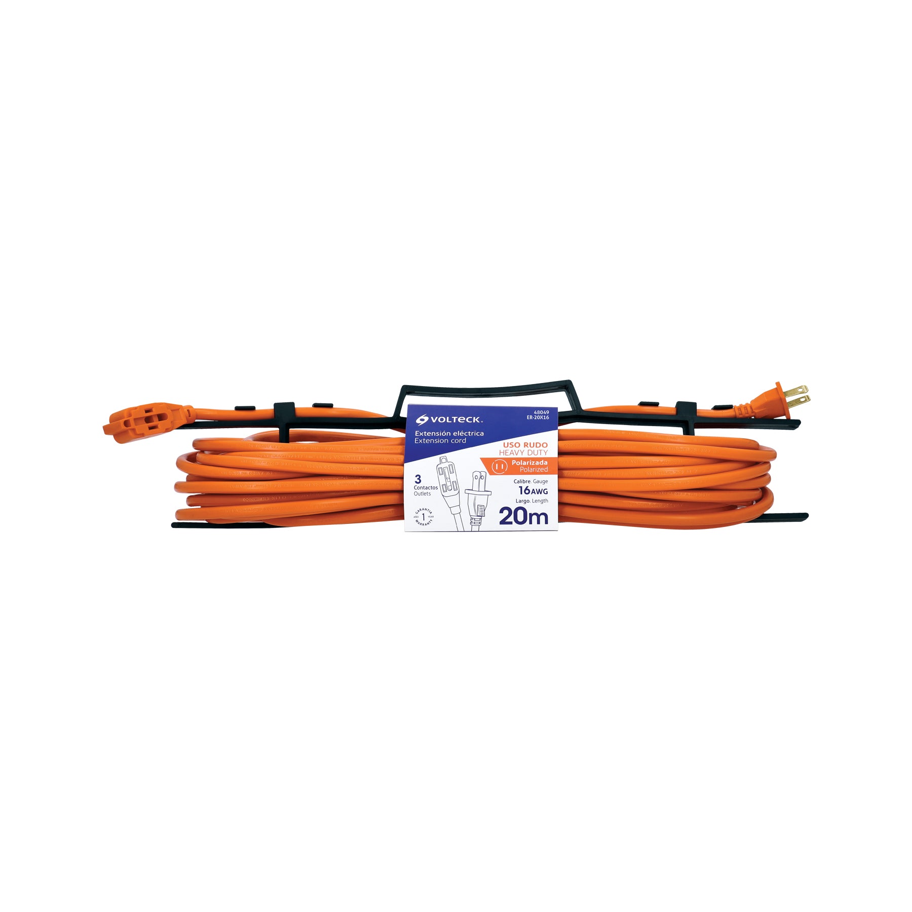Extensión eléctrica uso rudo, 20 m, calibre 16, Volteck