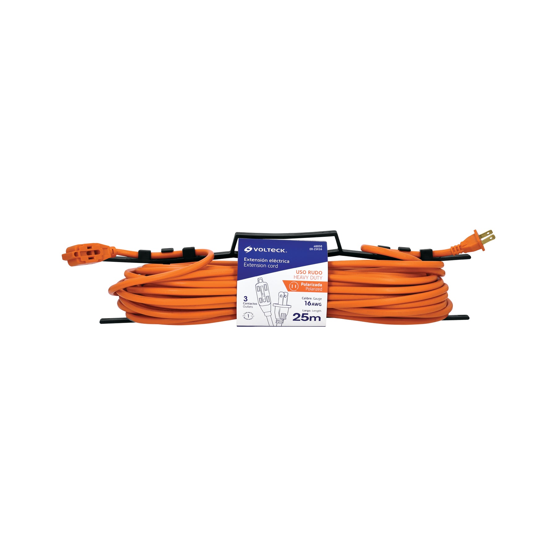 Extensión eléctrica uso rudo, 25 m, calibre 16, Volteck