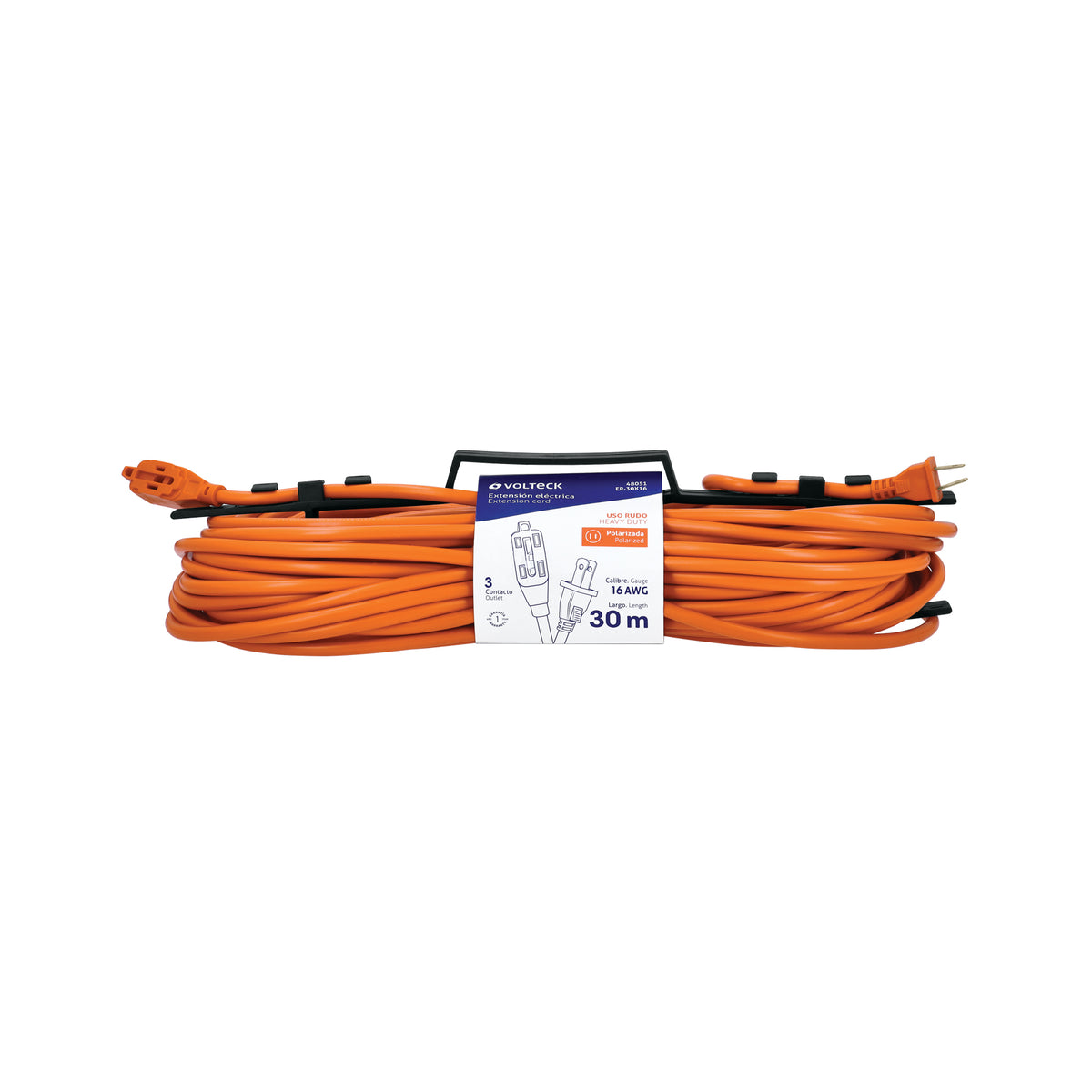 Extensión eléctrica uso rudo, 30 m, calibre 16, Volteck