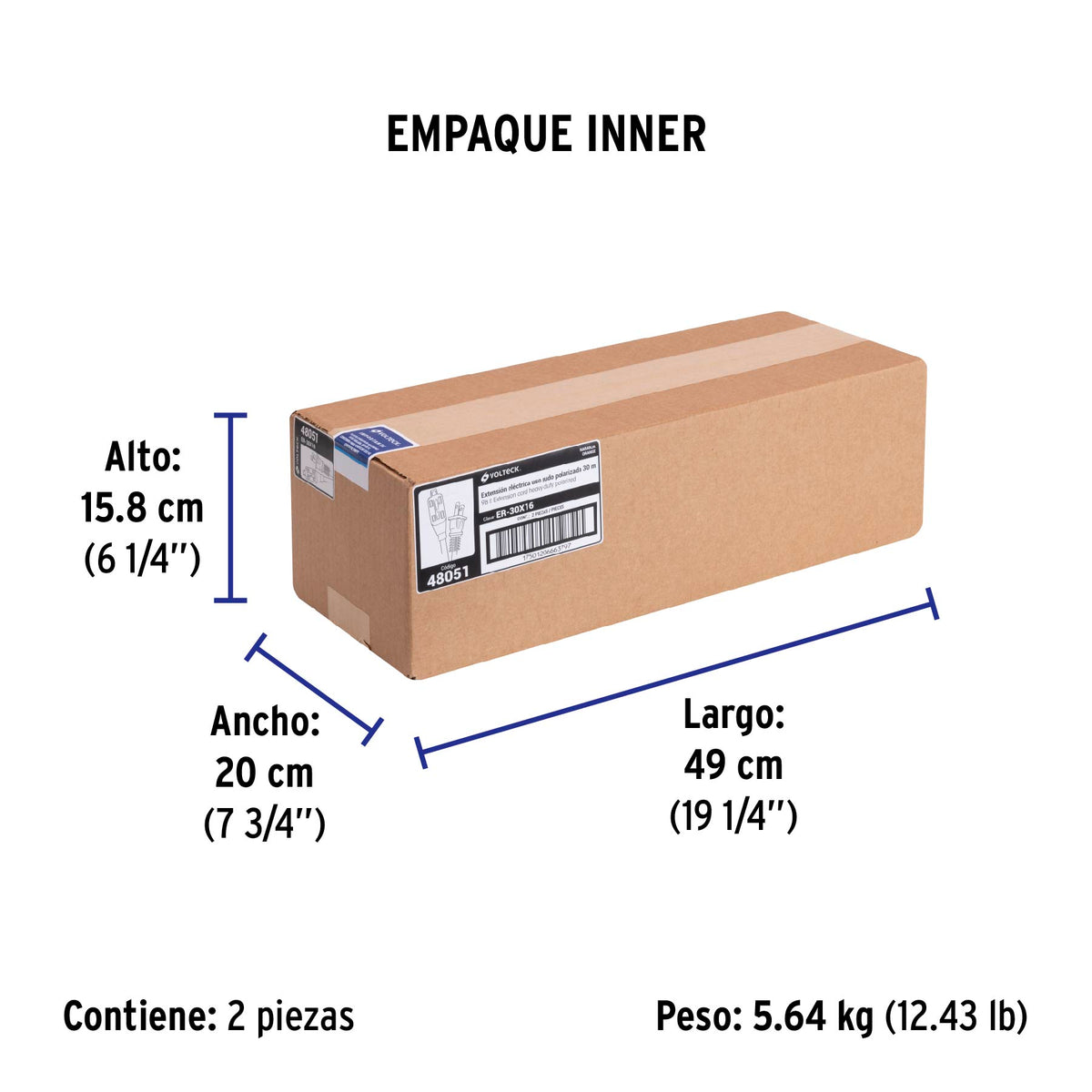 Extensión eléctrica uso rudo, 30 m, calibre 16, Volteck