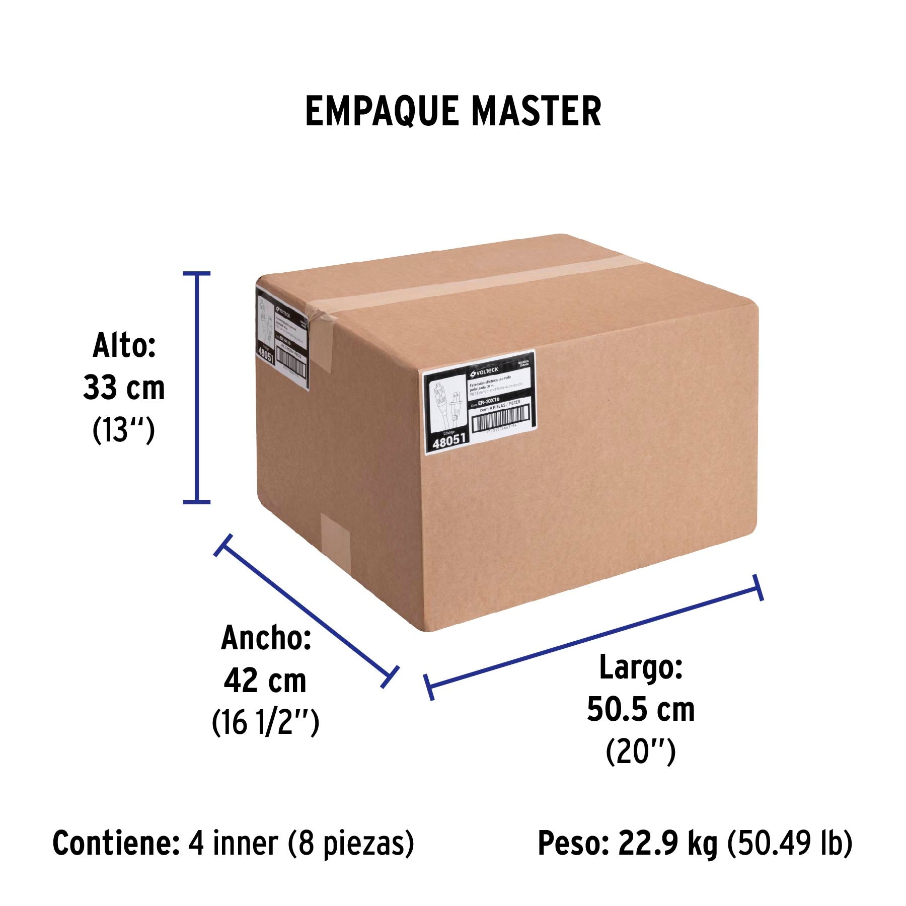 Extensión eléctrica uso rudo, 30 m, calibre 16, Volteck