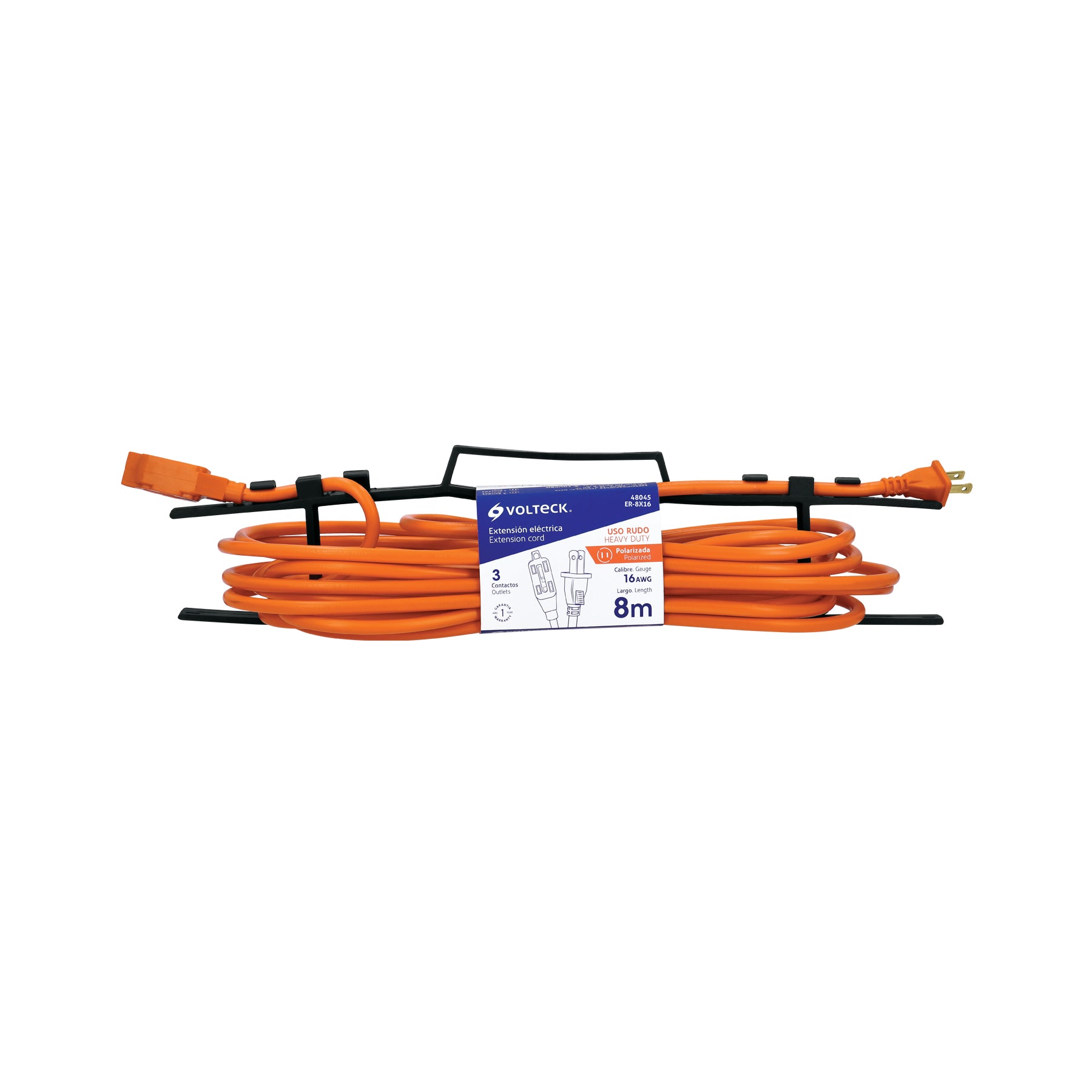 Extensión eléctrica uso rudo, 8 m, calibre 16, Volteck