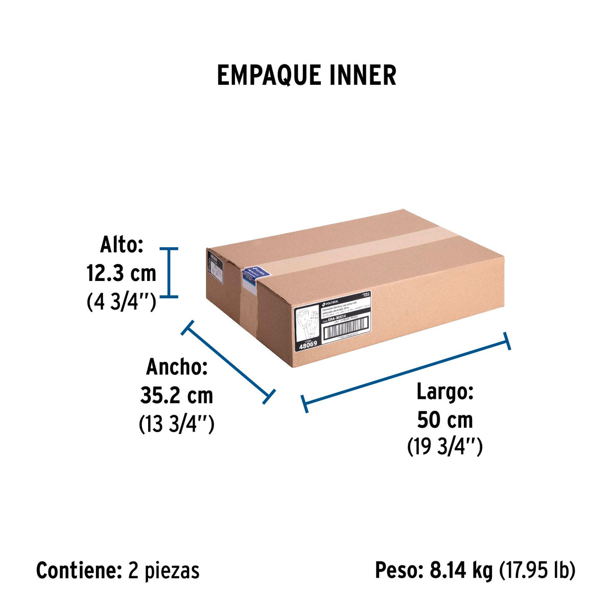 Extensión reforzada, aterrizada, 30 m, calibre 14, Volteck
