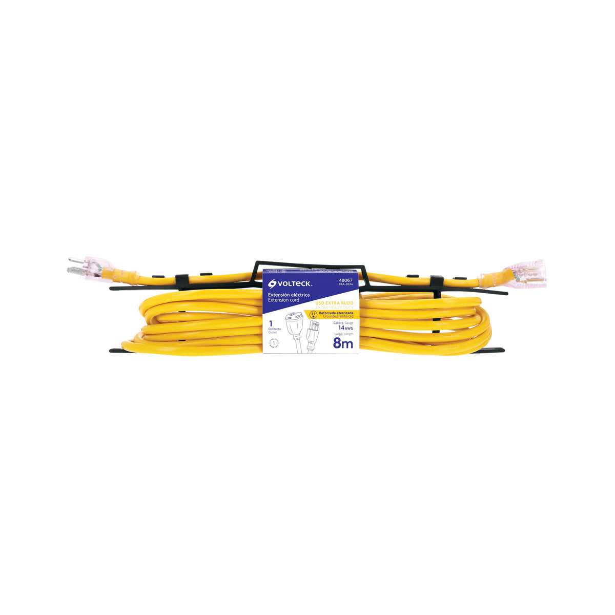 Extensión reforzada, aterrizada, 8 m, calibre 14, Volteck