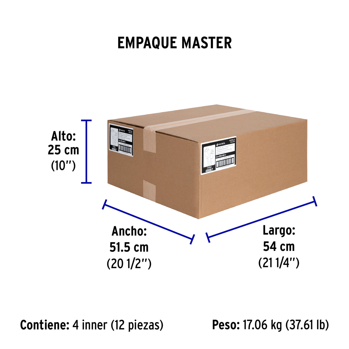 Extensión reforzada, aterrizada, 8 m, calibre 14, Volteck